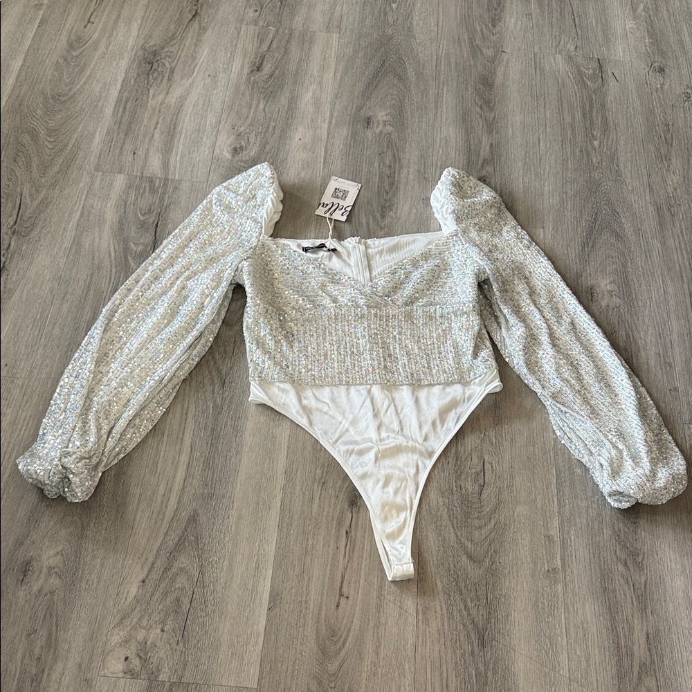 Sequin Off-Shoulder Bodysuit NWT size large